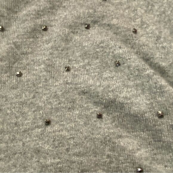 ii Sisters Heathered Gray Angora Fur Rhinestone Split Back Sweater Women's Med. - Picture 3 of 12